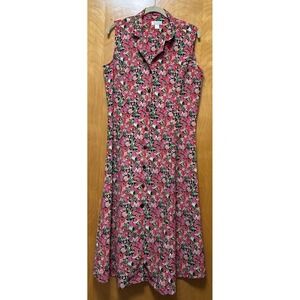 CHRISTOPHER & BANKS Womens Floral Sleeveless Midi Shirt Dress Sz 12